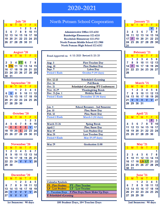 2020-21 School Calendar