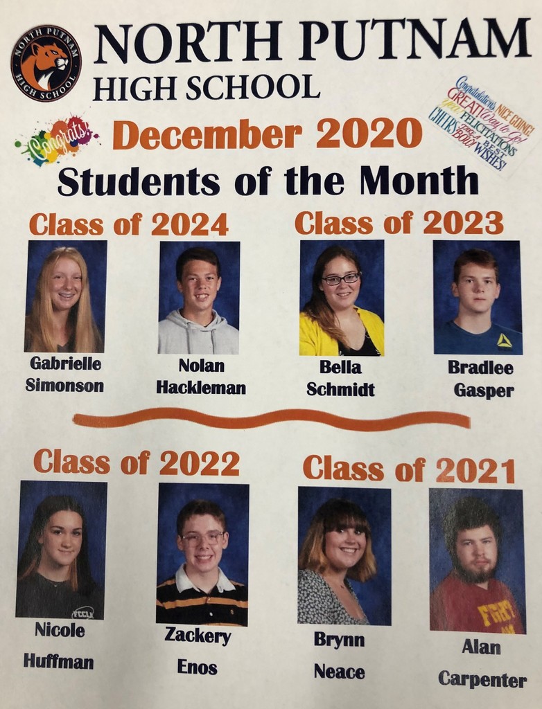 NPHS Students of the Month for December