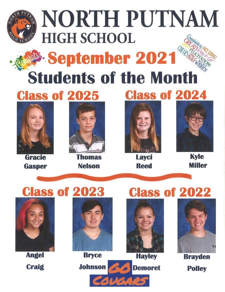NPHS Students of the Month for September