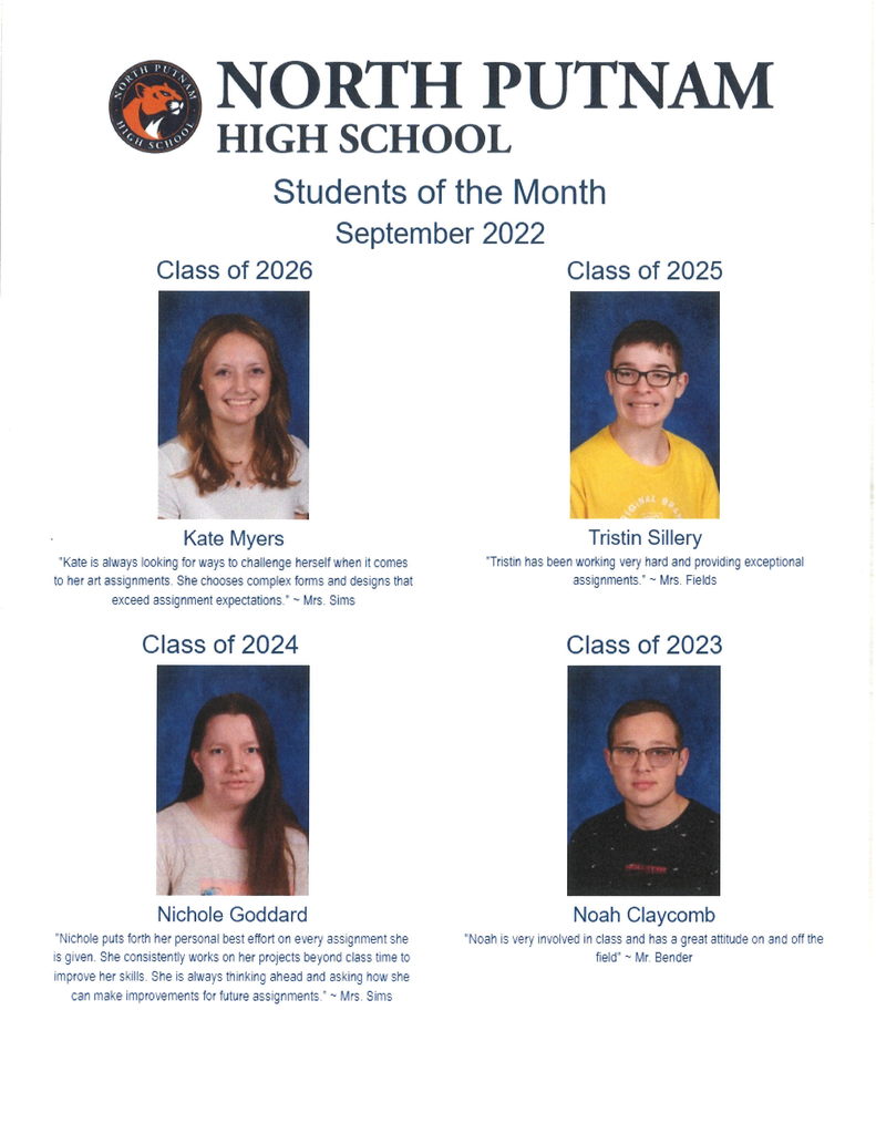 Sept Students of the Month