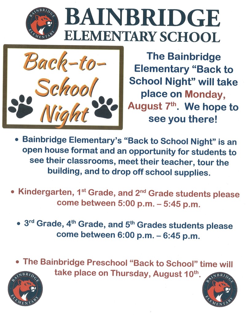Bainbridge Elementary Back to School Night