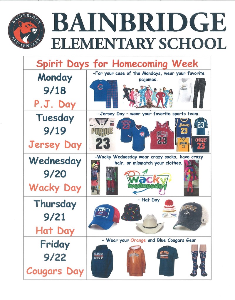 2023 Spirit Week for Homecoming Week